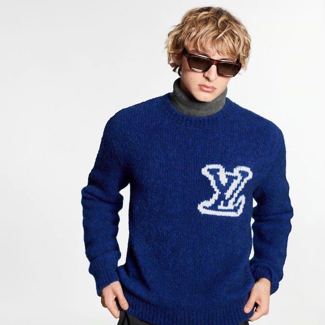 Louis Vuitton Blue Intarsia Logo Sweater