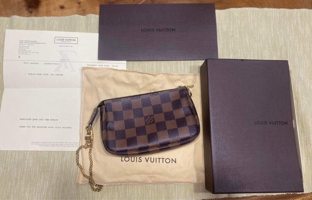 Louis Vuitton Mini Pochette Damier Ebene Pouch Brown