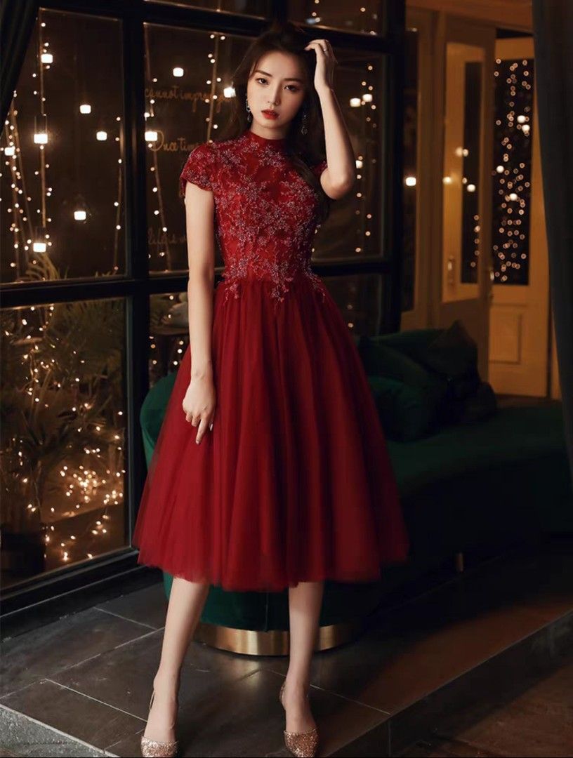 Wine colored cocktail dresses discount