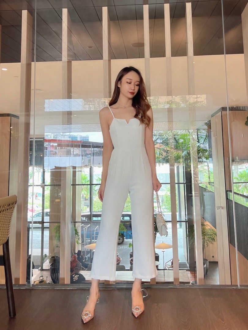 Miyako Style white jumpsuit with pockets
