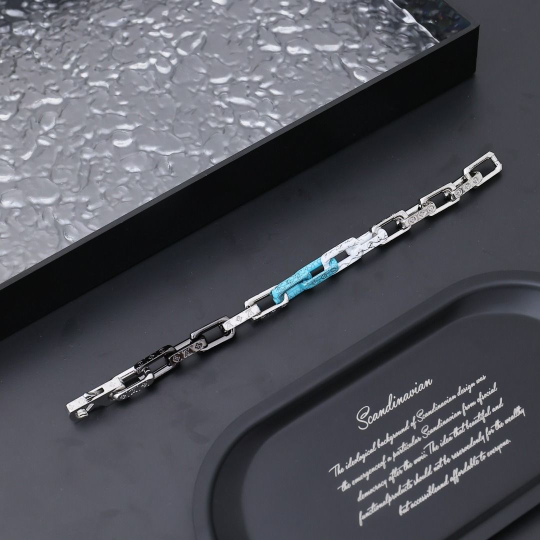 Louis Vuitton Monogram Chain Necklace M00677 Metal Silver Black