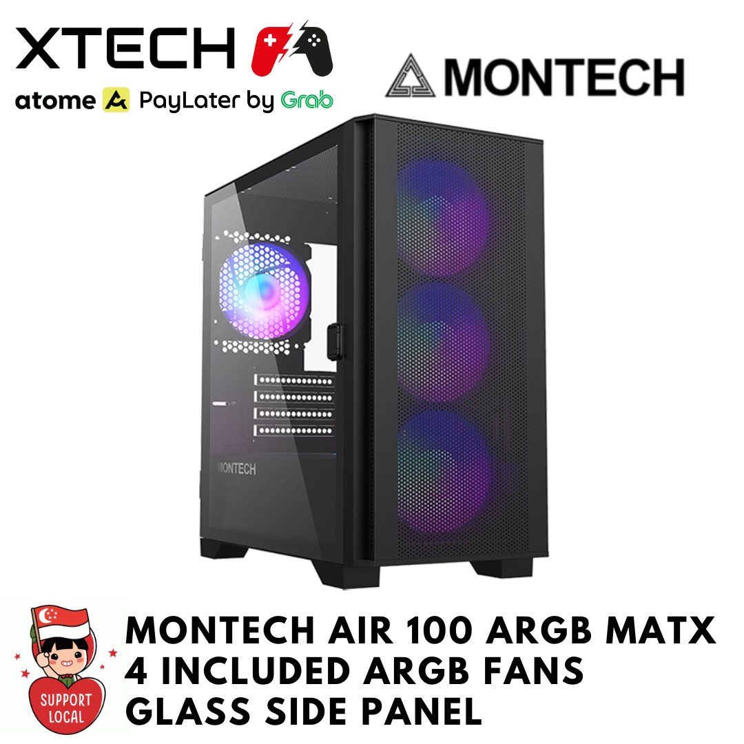 MONTECH AIR 100 ARGB BLACK MATX CHASSIS, Computers & Tech, Parts ...