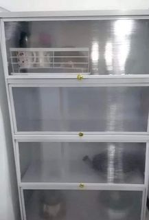 Multifunction Kitchen Cabinet with Cover (acrylic) 80cm  White  Issue: may mga yupi sa panel  Discounted Price: /2K pesos