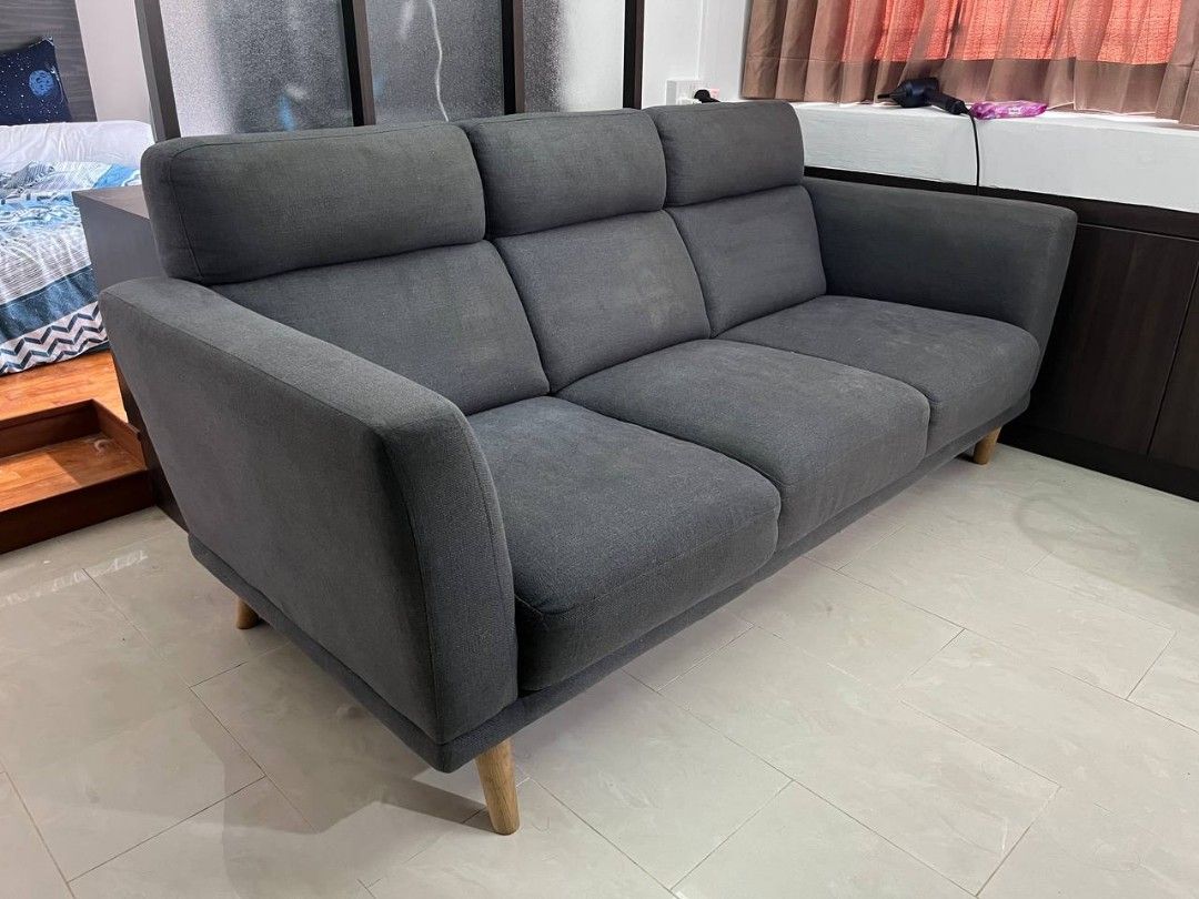 Neuron 3 Seater Sofa Dark Grey, Furniture & Home Living, Furniture ...