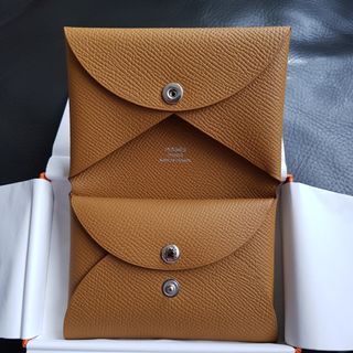 Hermes, Bags, Hermes Calvi Duo Card Case Epsom Leather Black Noir Used  Unisex B Shw