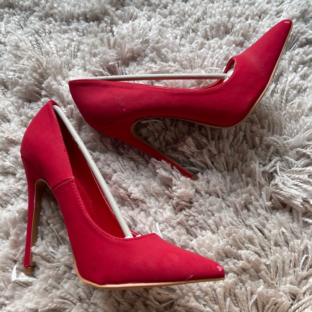 NEW with DEFECTS from USA Sz 36.5 US 6.5 red faux nubuck pointed