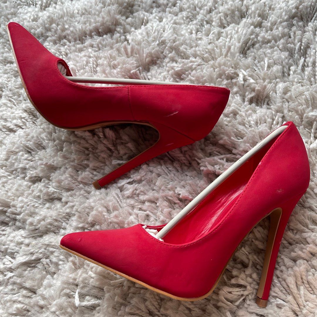 NEW with DEFECTS from USA Sz 36.5 US 6.5 red faux nubuck pointed