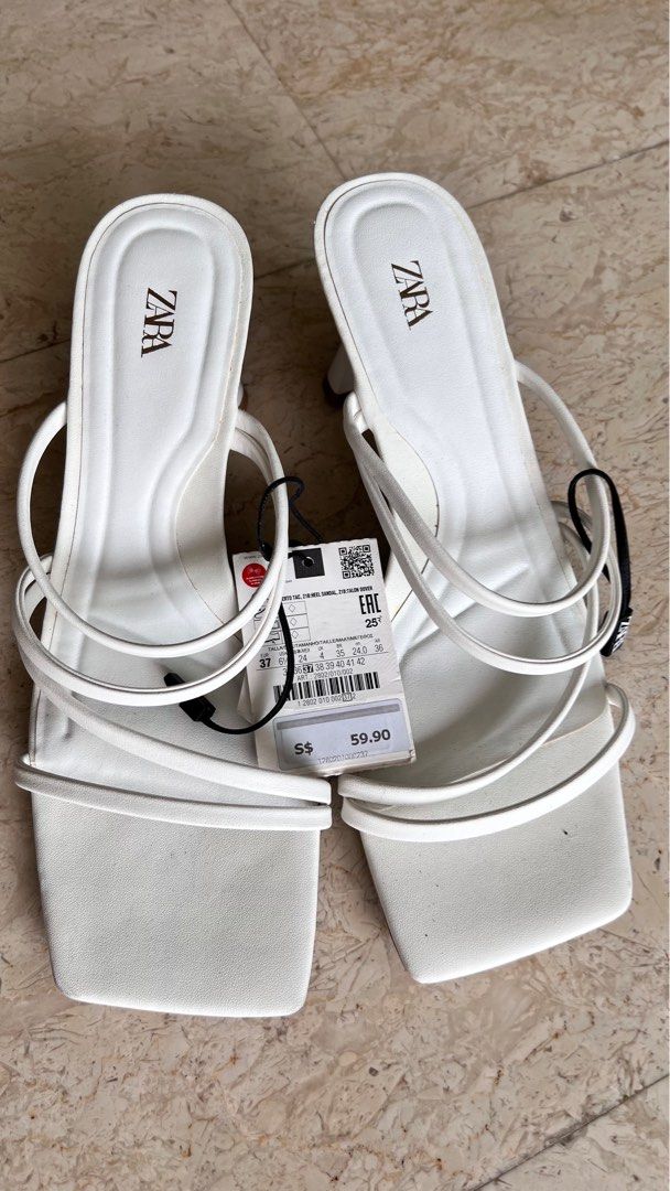 NEW Zara white heeled sandals Women s Fashion Footwear Heels on