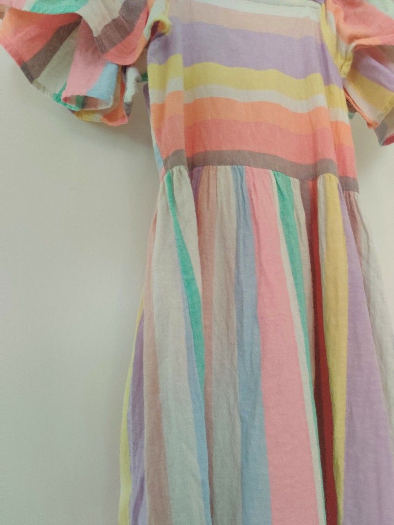 Next Rainbow flutter sleeve dress fits 8 10 years