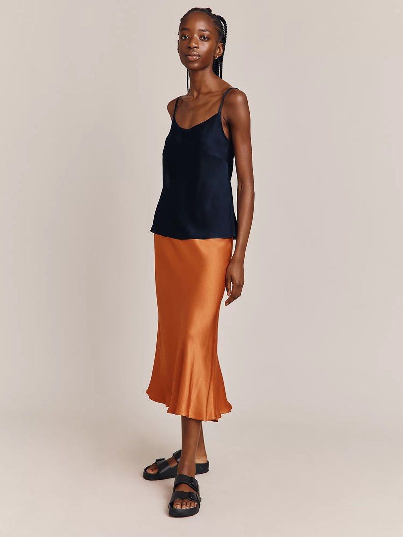 Orange sales skirt satin
