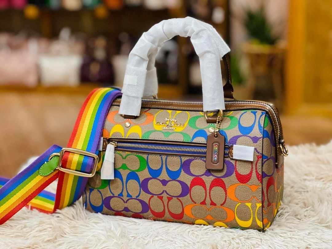Coach rowan satchel rainbow sales