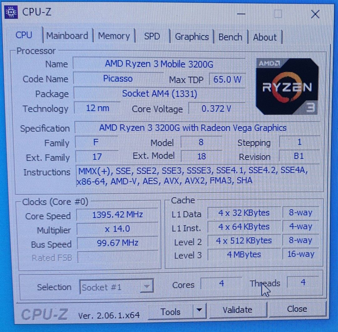Cpu z ryzen 3 3200g on sale