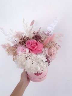 Pink Dried Flower Vase Arrangement