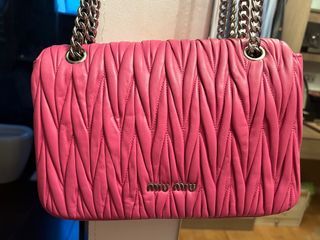 miu miu Leather Shoulder Bag 2 Way Spring Salmon Pink Preowned Authentic