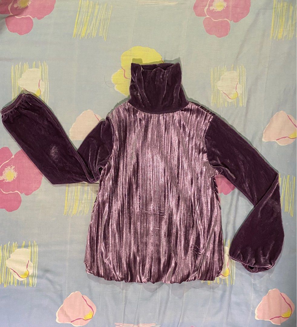 Purple velvet turtleneck clearance