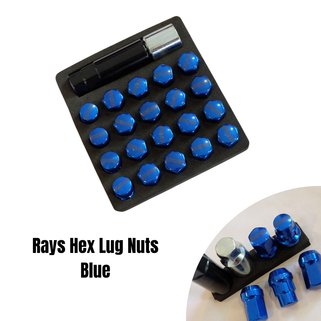 Rays Hex Racing Lug Nuts Blue on Carousell