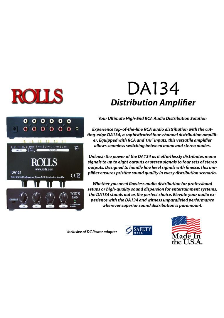 2023春夏新色 Rolls DA134 DA134 Distribution 4-Channel 4-Channel