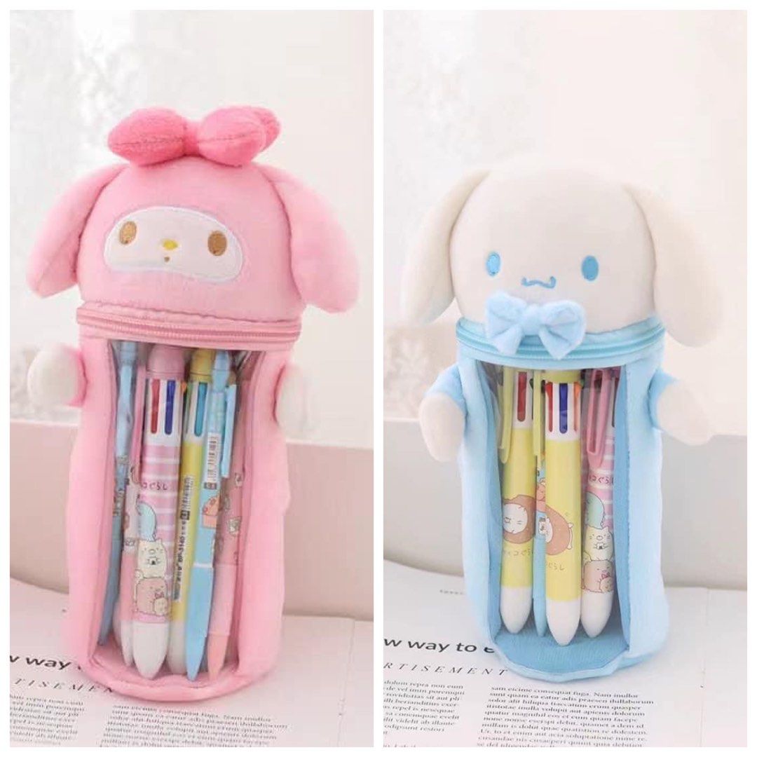 Original Sanrio Hello Kitty Pencil Bags Case Kuromi My Melody Cinnamoroll Cartoon Stationery Box Kids School Supplies Korean, Pink