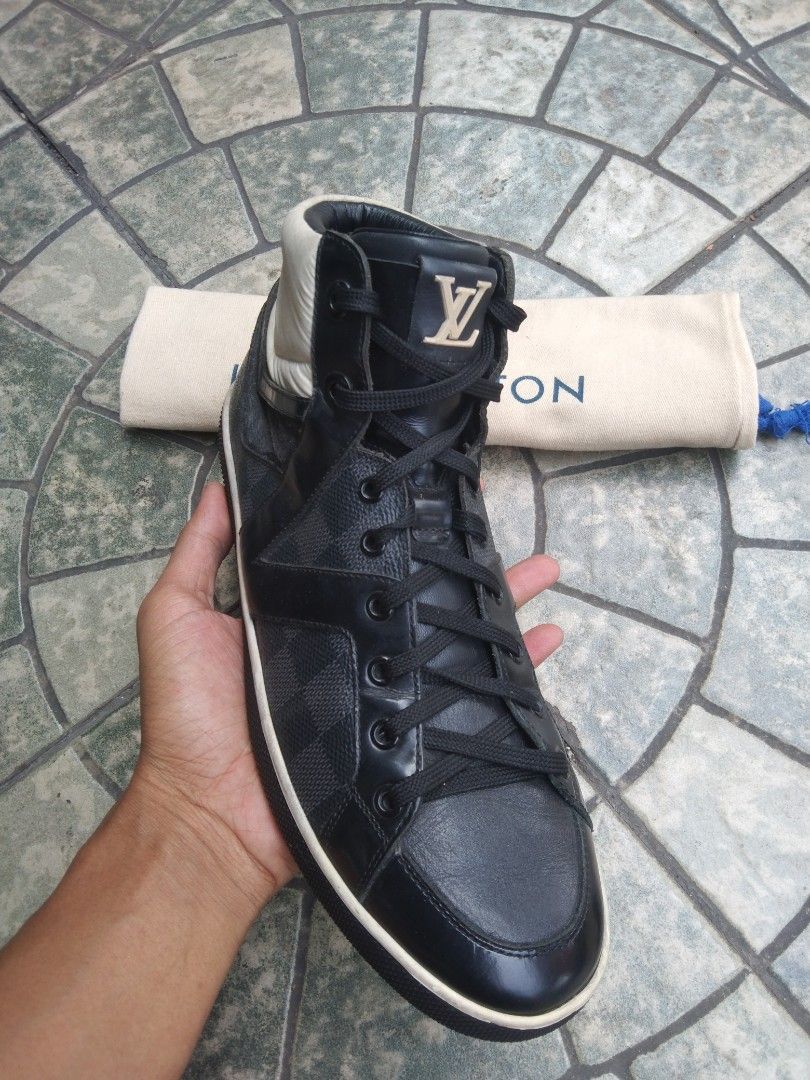 sepatu pria sneaker hitam cowok kulit asli lv louis vuitton