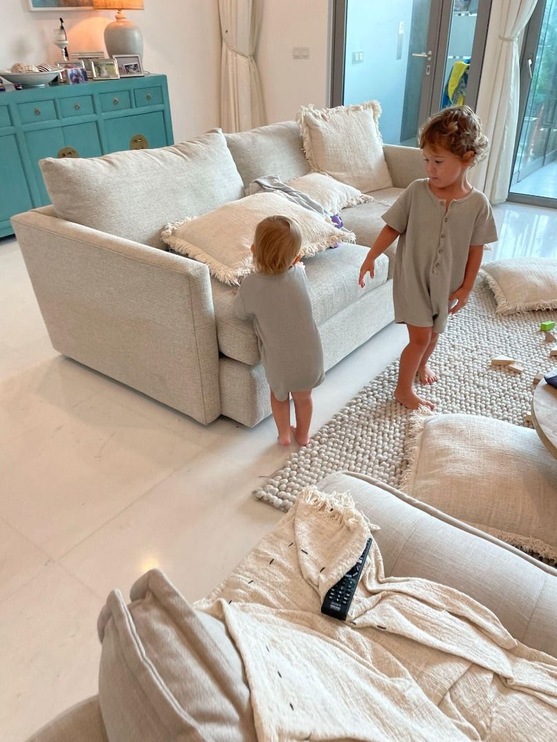 Crate and barrel beige couch deals