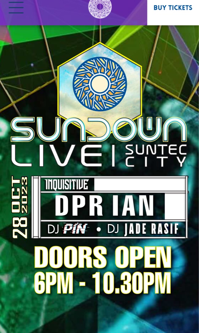 SUNDOWN OCT 2023 GA TICKETS, Tickets & Vouchers, Event Tickets on Carousell