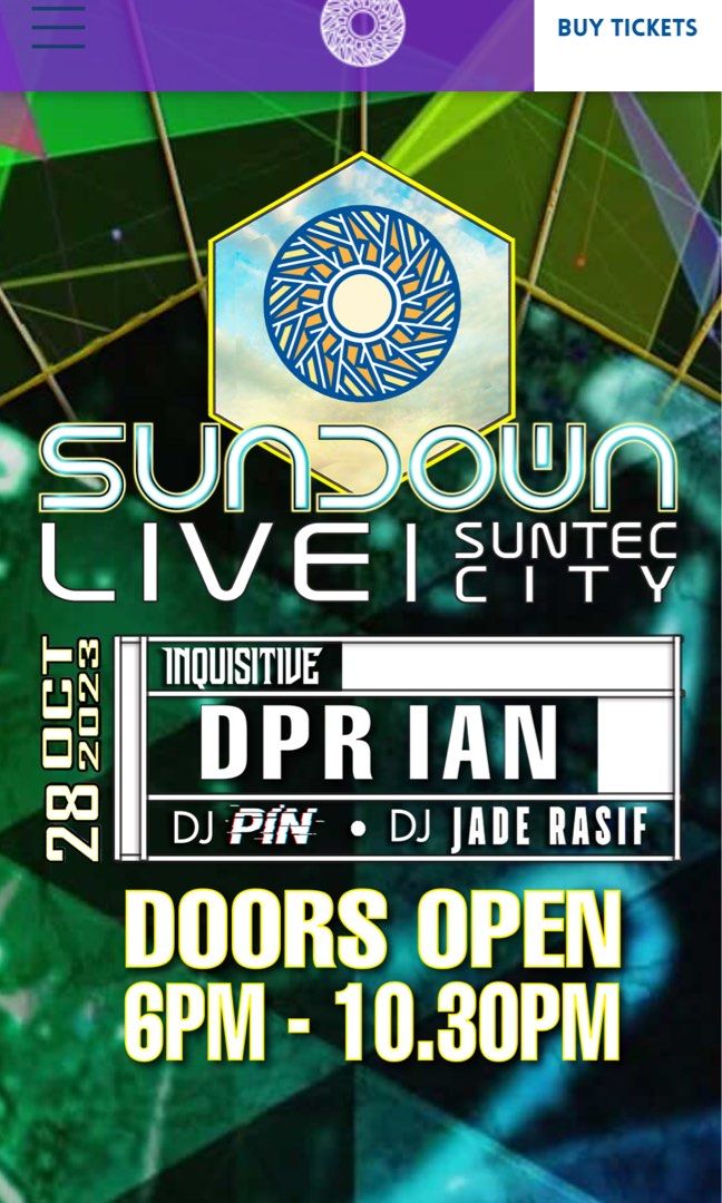 SUNDOWN OCT 2023 GA TICKETS, Tickets & Vouchers, Event Tickets on Carousell