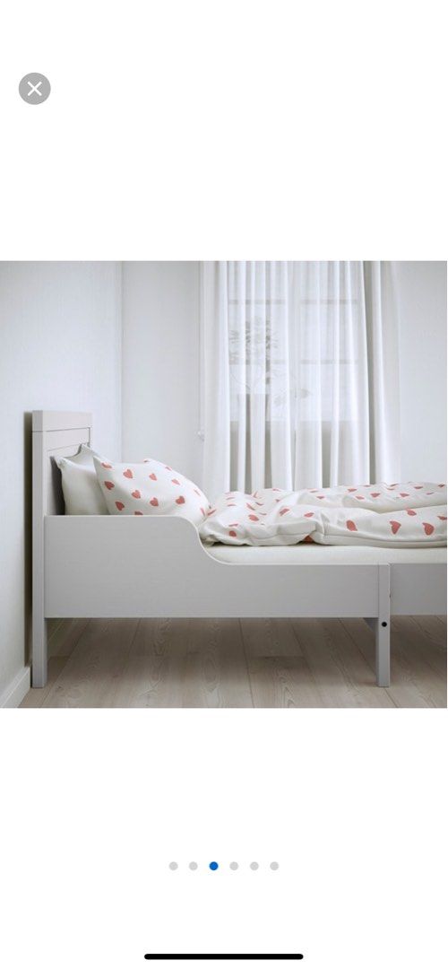 SUNDVIK Ext bed frame with slatted bed base Grey kids bedframe Bed
