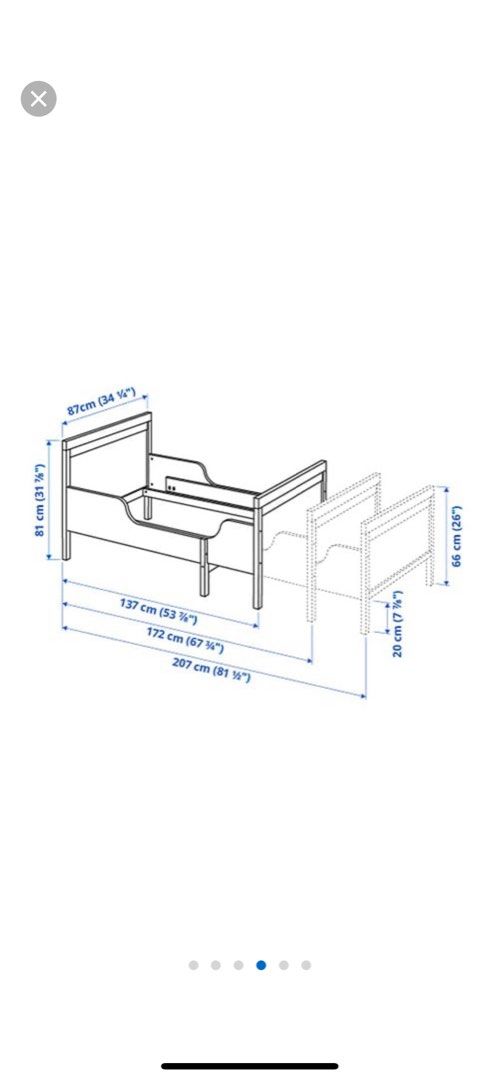 SUNDVIK Ext bed frame with slatted bed base Grey kids bedframe Bed