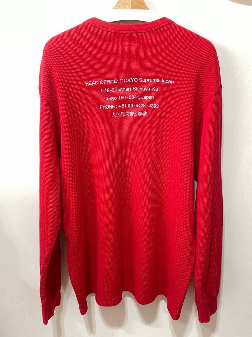 SUPREME HQ WAFFLE THERMAL 針織衫(紅)-FW19KN20, 他的時尚, 上身及