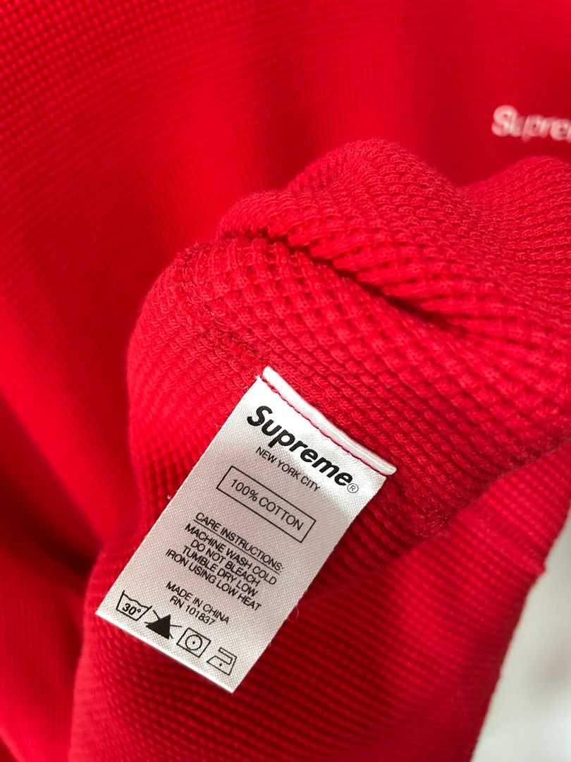 SUPREME HQ WAFFLE THERMAL 針織衫(紅)-FW19KN20, 他的時尚, 上身及