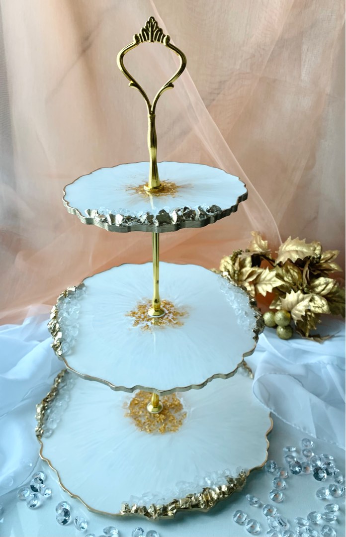Three tier cup cake stand, Furniture  Home Living, Kitchenware   Tableware, Coffee  Tea Tableware on Carousell