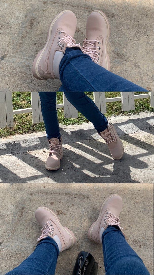 Pink online timbs outfit
