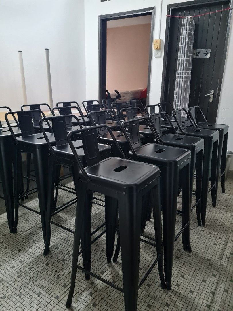 Tolix stool with clearance backrest