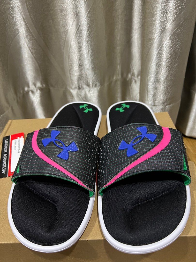 slipper Under Armor Ignite 6 Graphic Strap Slide Black Cerise