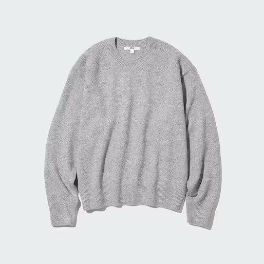 Women premium lambswool discount crew neck sweater