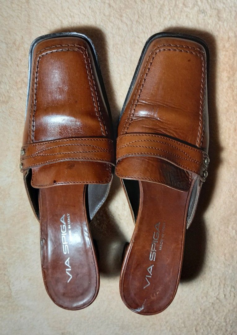 VIA SPIGA Made in Italy Women s Mules Size 6M Genuine Leather