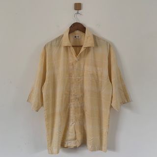 Vintage Issey Miyake IM Product Plaid Open Collar Polo