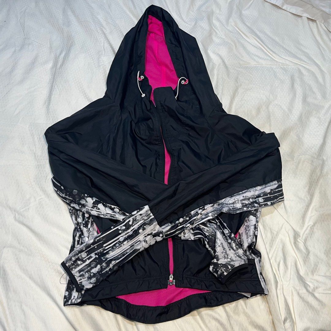 Pink windbreaker black and white sales