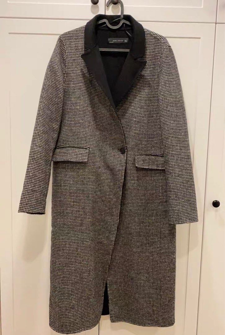 Checkered sales coat zara