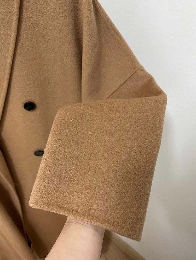 ZARA Woman Khaki Oversized 46 Lana Wool Coat Long Coat for Autumn