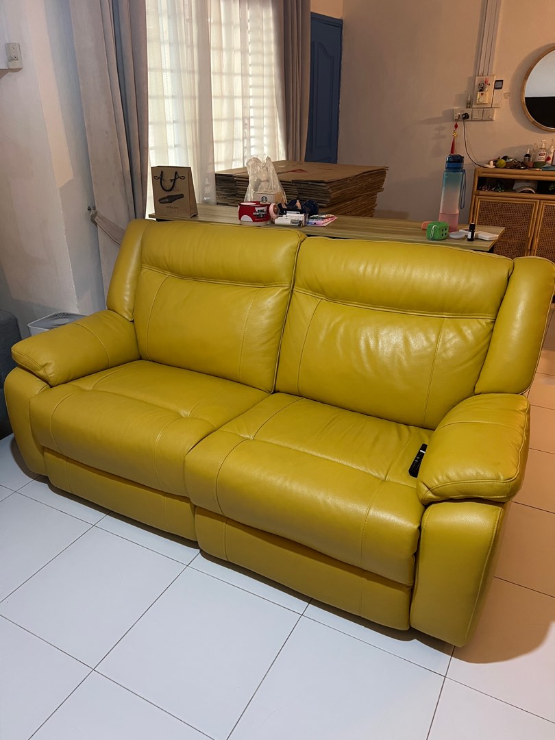 100 Genuine Leather Sofa 2 Seater Recliner, Furniture & Home Living