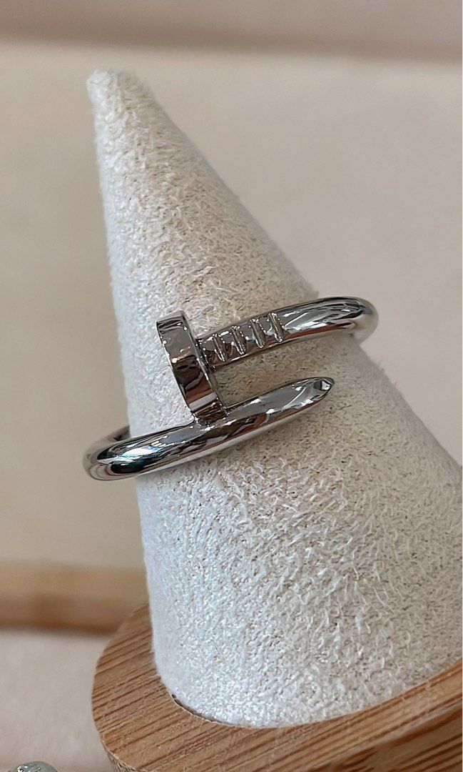 18K Solid Gold Nail Ring Plain or with Diamonds