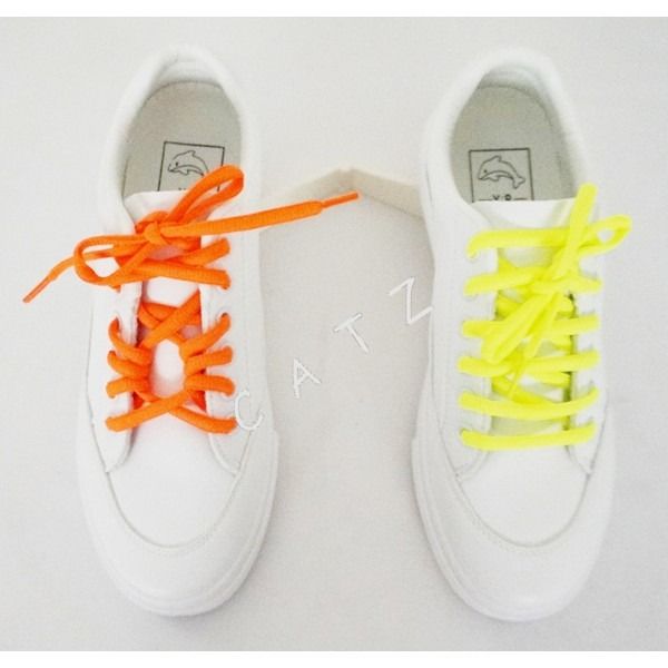 White shoes with colored laces on sale