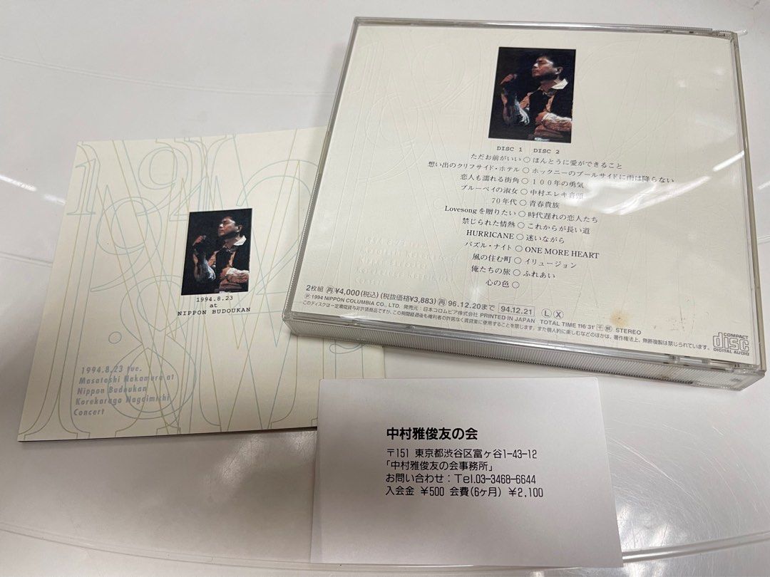 中村雅俊at 武道館~これからが長い道~ 日本武道館演唱會2CD 1994年極靚 