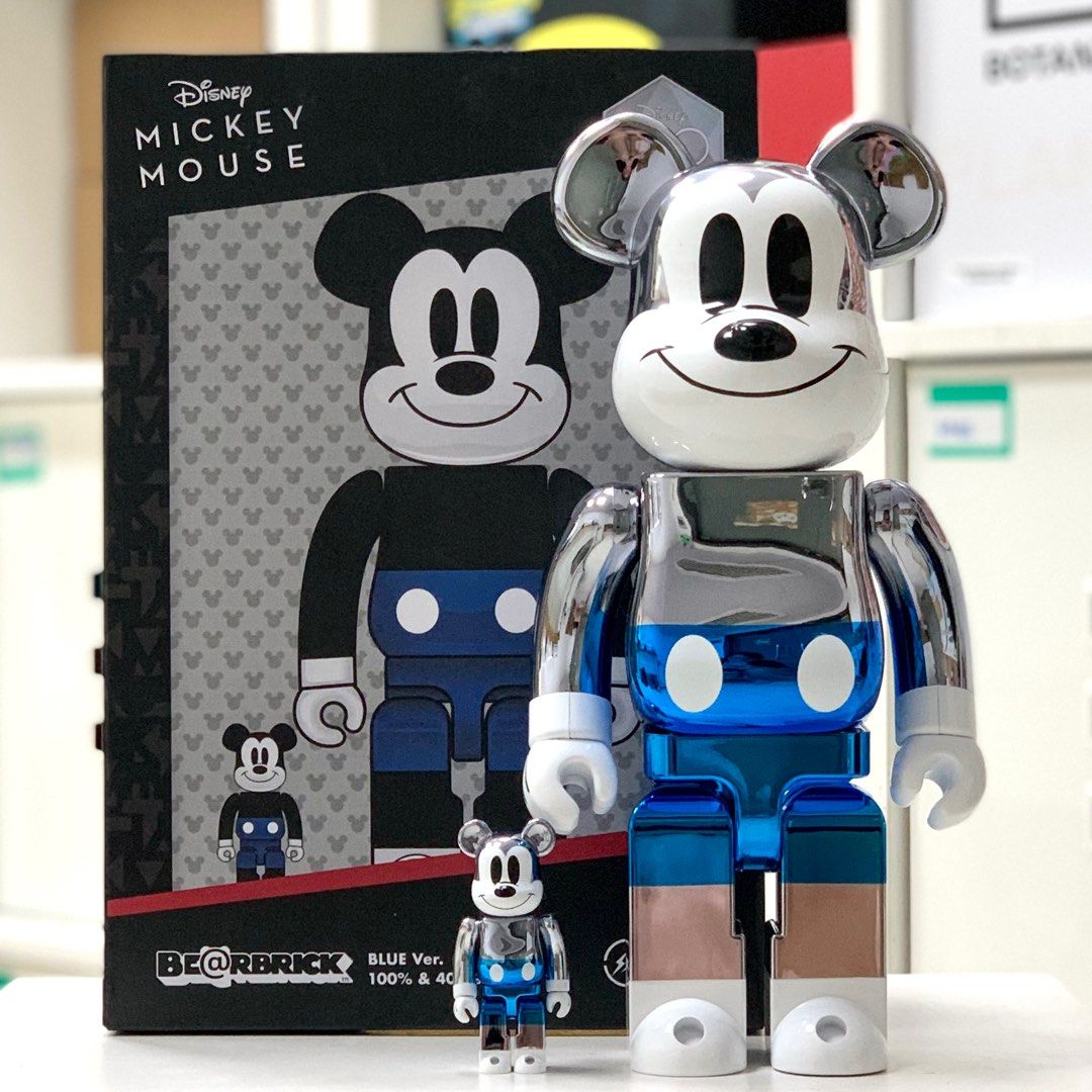 ベアブリックフラグメントミッキーマウス100% & 400% ブルーver ベアブリック フラグメント ミッキーマウス BLUE Ver.100％＆400％