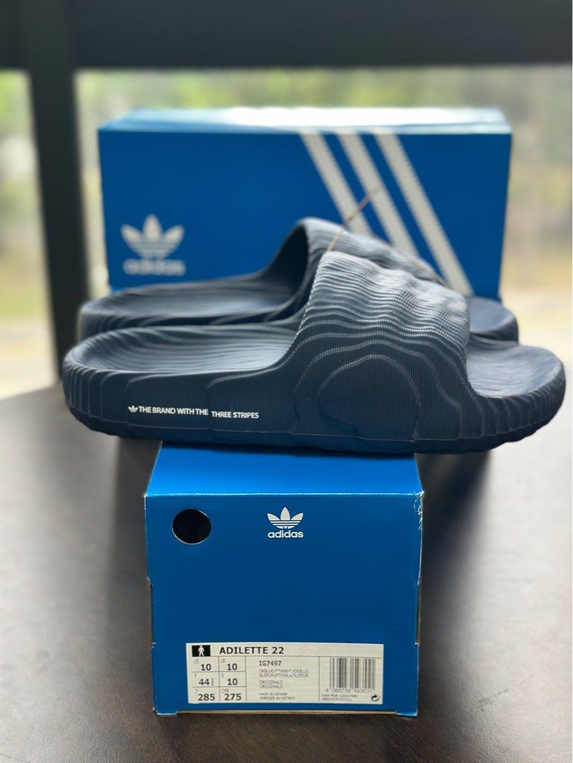 Dark blue adidas slides on sale