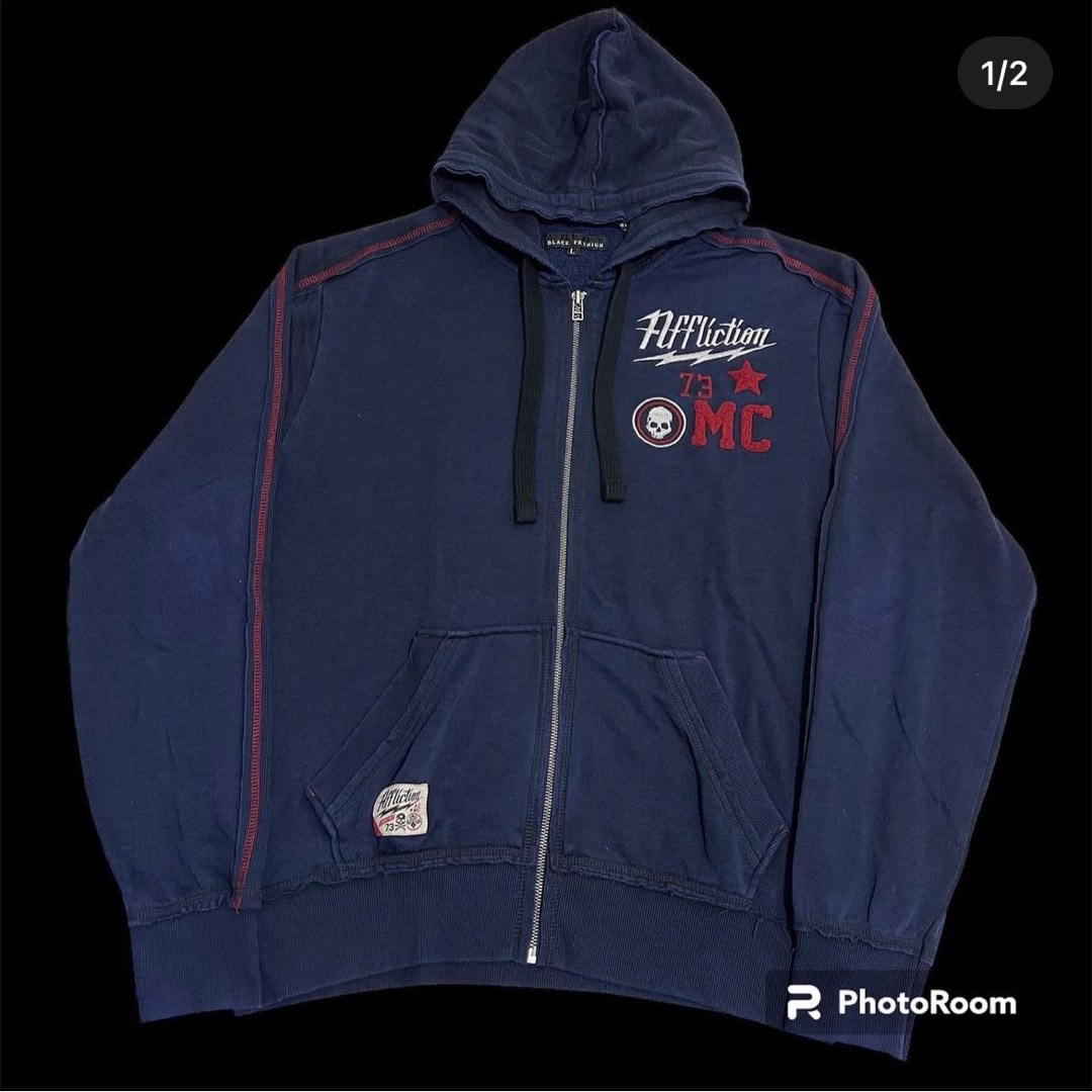 Affliction Zip Up Hoodie, Men's Fashion, Coats, Jackets and Outerwear on  Carousell