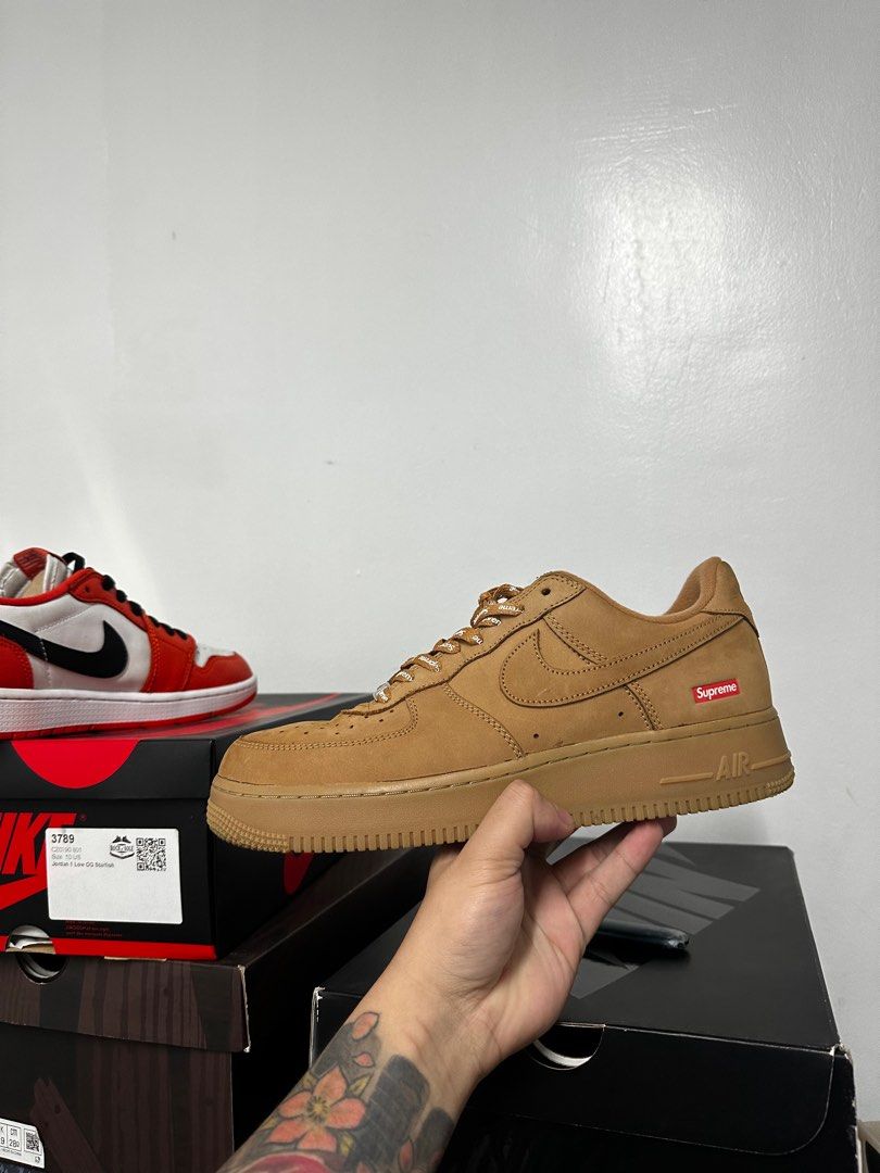 Supreme x Nike Air Force 1 Wheat, Men's Fashion, Footwear, Sneakers on  Carousell