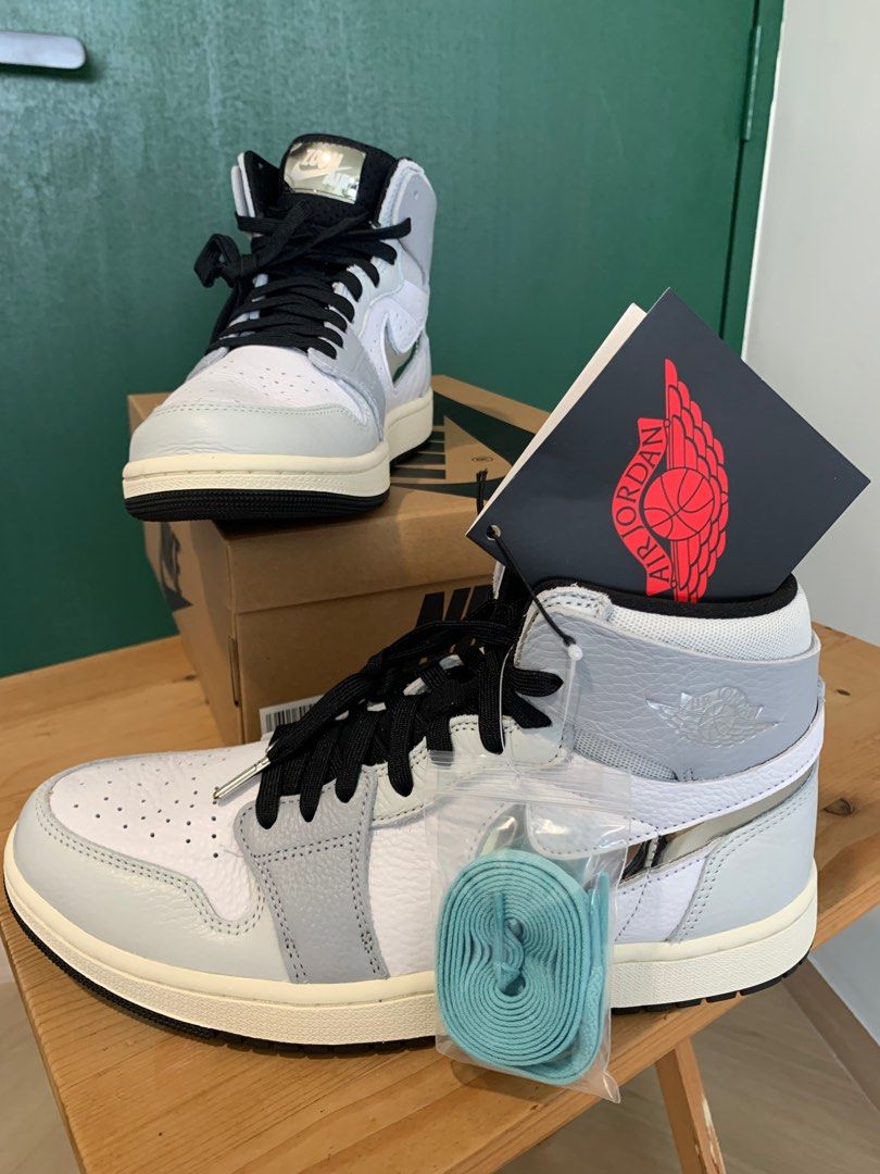 Air jordan 1 best sale mid white silver