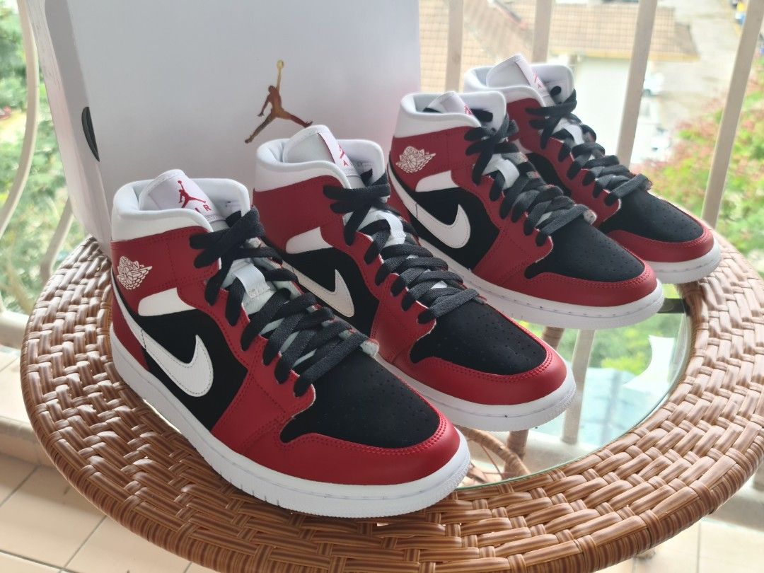 AJ1 Mid Gym Red Black Women s Fashion Footwear Sneakers on